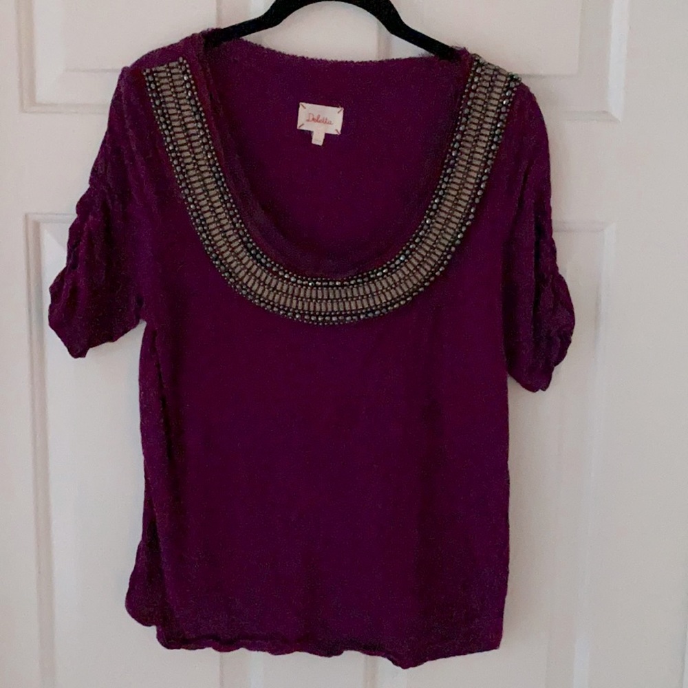 Deletta beaded scoop neck top